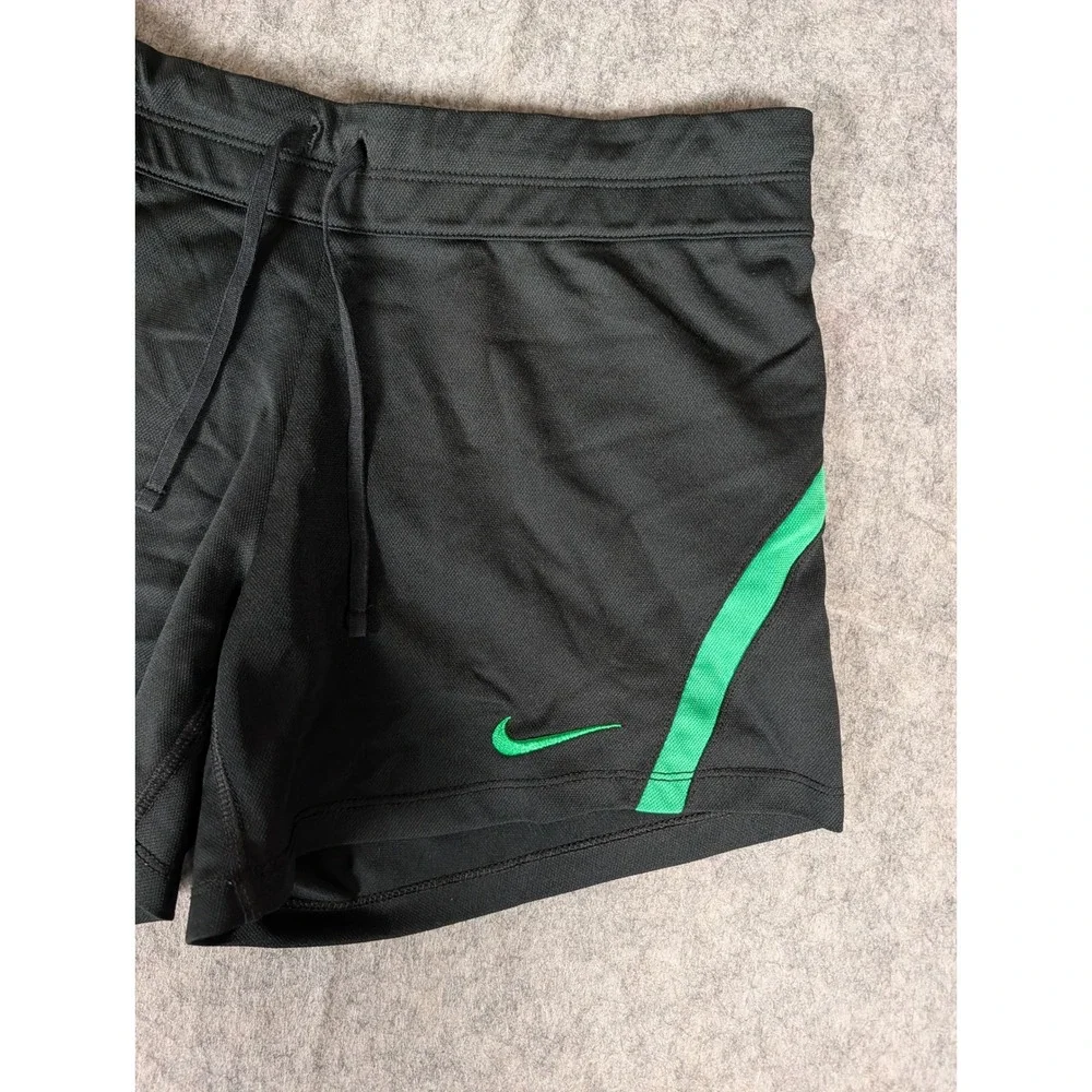 Nike Dri-FIT Womens Running Shorts Black Green Contrast Trim Athletic 6223